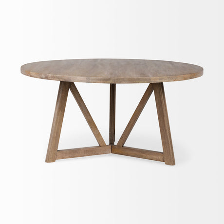 Legolas I Round Brown Solid Wood Top & Base Dining Table by Mercana at Eve Furniture