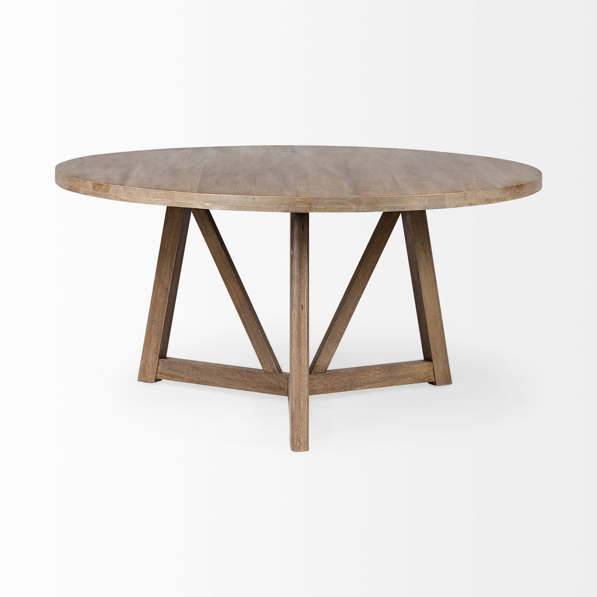 Legolas I Round Brown Solid Wood Top & Base Dining Table by Mercana at Eve Furniture