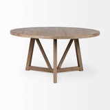 Legolas I Round Brown Solid Wood Top & Base Dining Table by Mercana at Eve Furniture