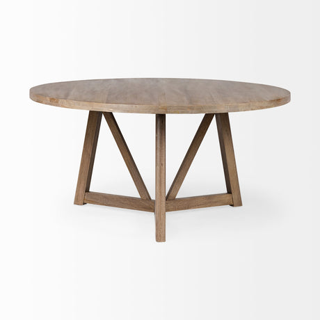Legolas I Round Brown Solid Wood Top & Base Dining Table by Mercana at Eve Furniture