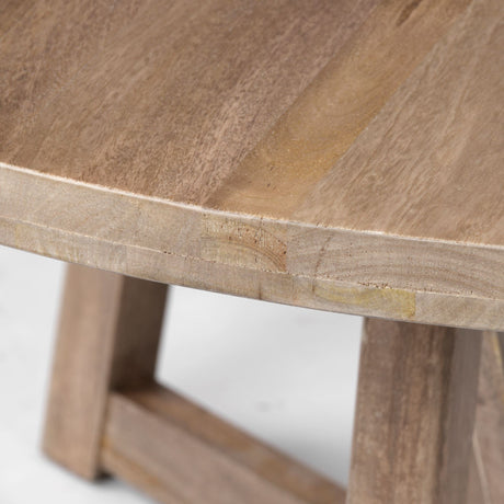 Legolas I Round Brown Solid Wood Top & Base Dining Table by Mercana at Eve Furniture