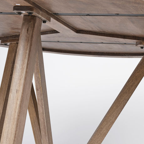 Legolas I Round Brown Solid Wood Top & Base Dining Table by Mercana at Eve Furniture