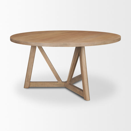 Legolas I Round Brown Solid Wood Top & Base Dining Table by Mercana at Eve Furniture