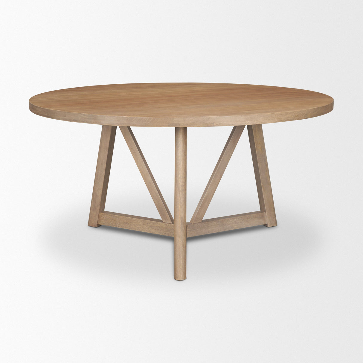 Legolas I Round Brown Solid Wood Top & Base Dining Table by Mercana at Eve Furniture