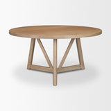 Legolas I Round Brown Solid Wood Top & Base Dining Table by Mercana at Eve Furniture