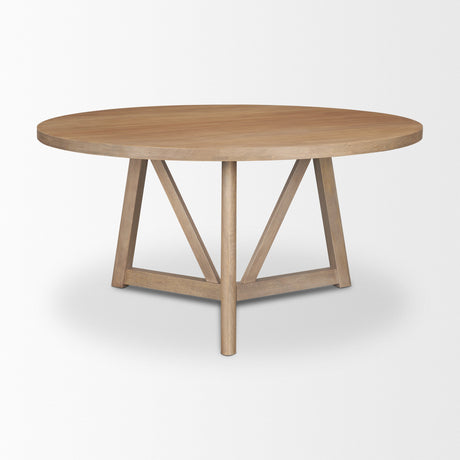 Legolas I Round Brown Solid Wood Top & Base Dining Table by Mercana at Eve Furniture
