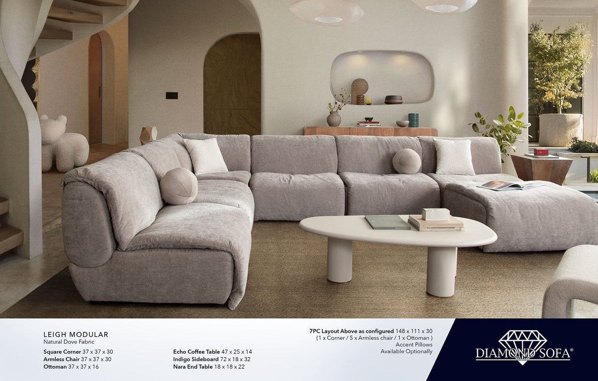 Leigh Dove Fabric Armless Chair by Diamond Sofa at Eve Furniture