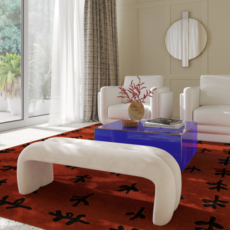 Leigh Velvet Channeled Bench by TOV Furniture at Eve Furniture
