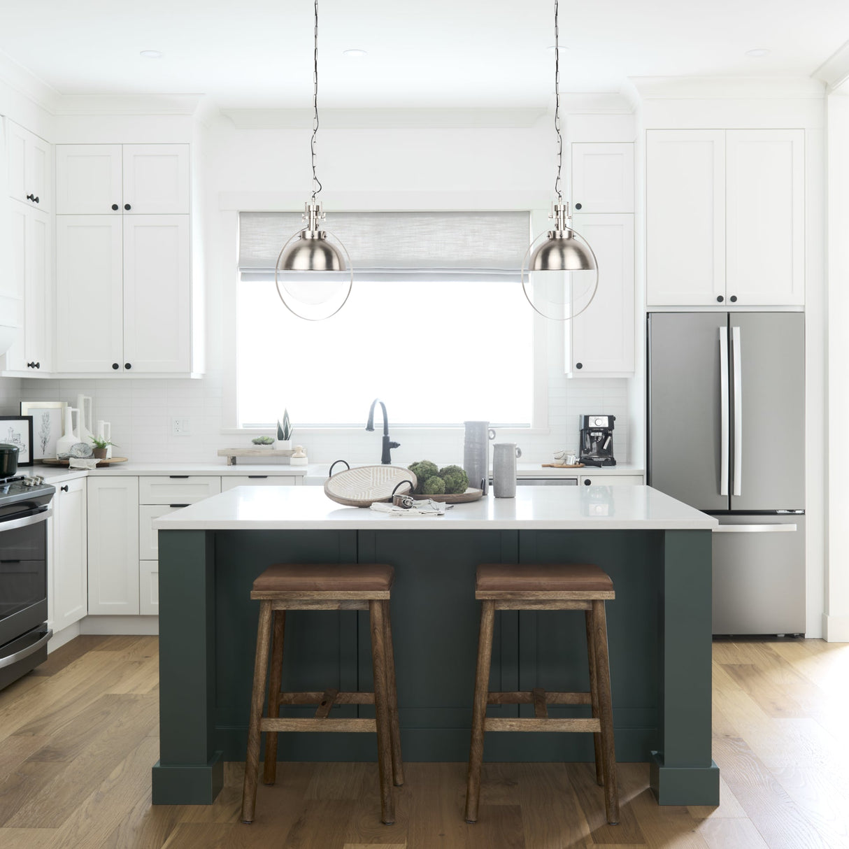 Leighton 15.0L x 15.0W x 20.0H Antique Nickel Pendant Light by Mercana at Eve Furniture