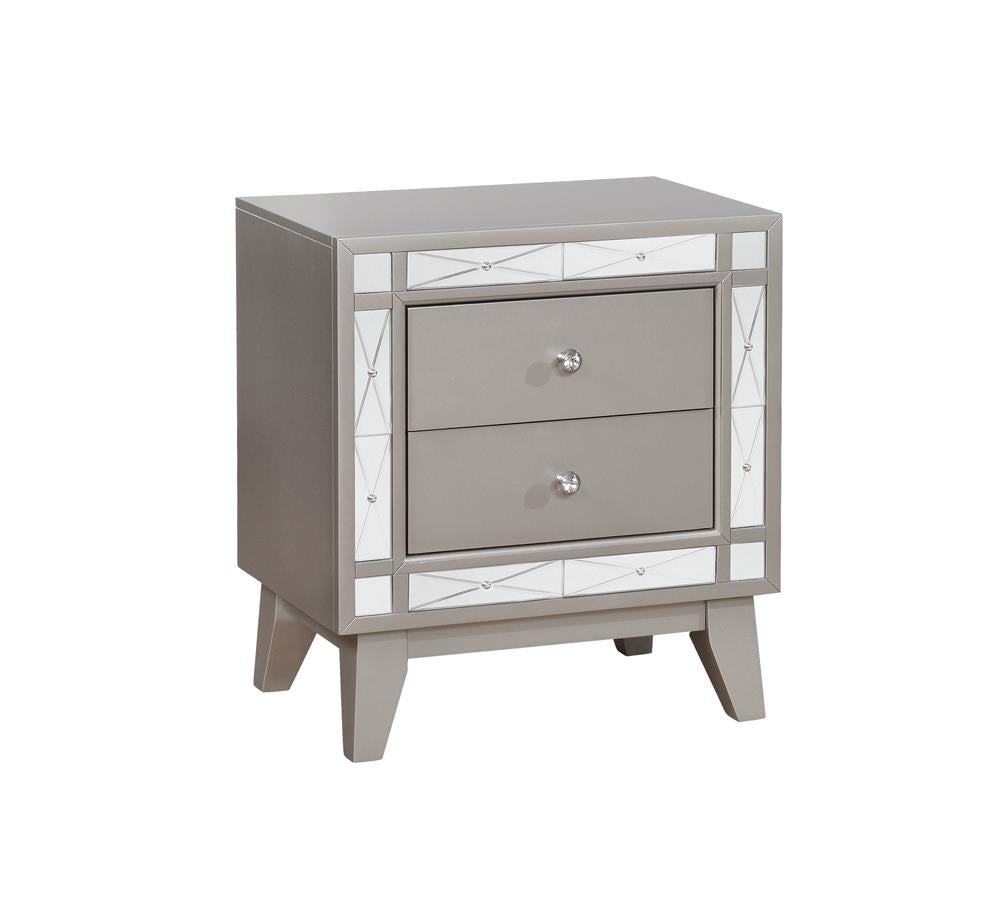 Leighton 2-Drawer Nightstand Metallic Mercury