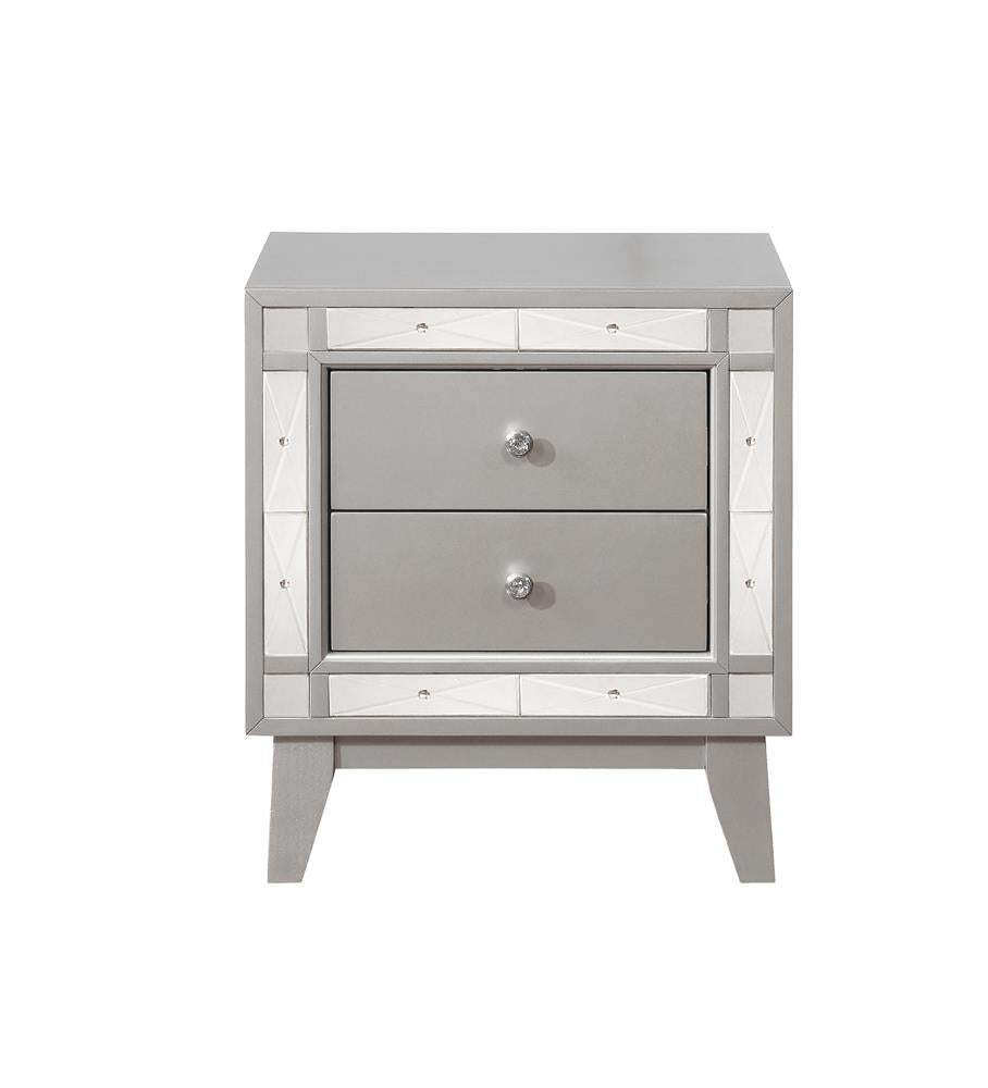 Leighton 2-Drawer Nightstand Metallic Mercury