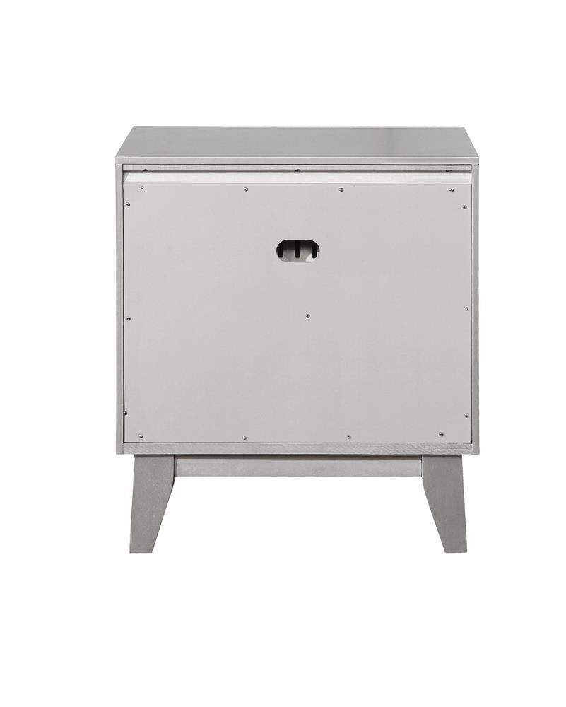 Leighton 2-Drawer Nightstand Metallic Mercury