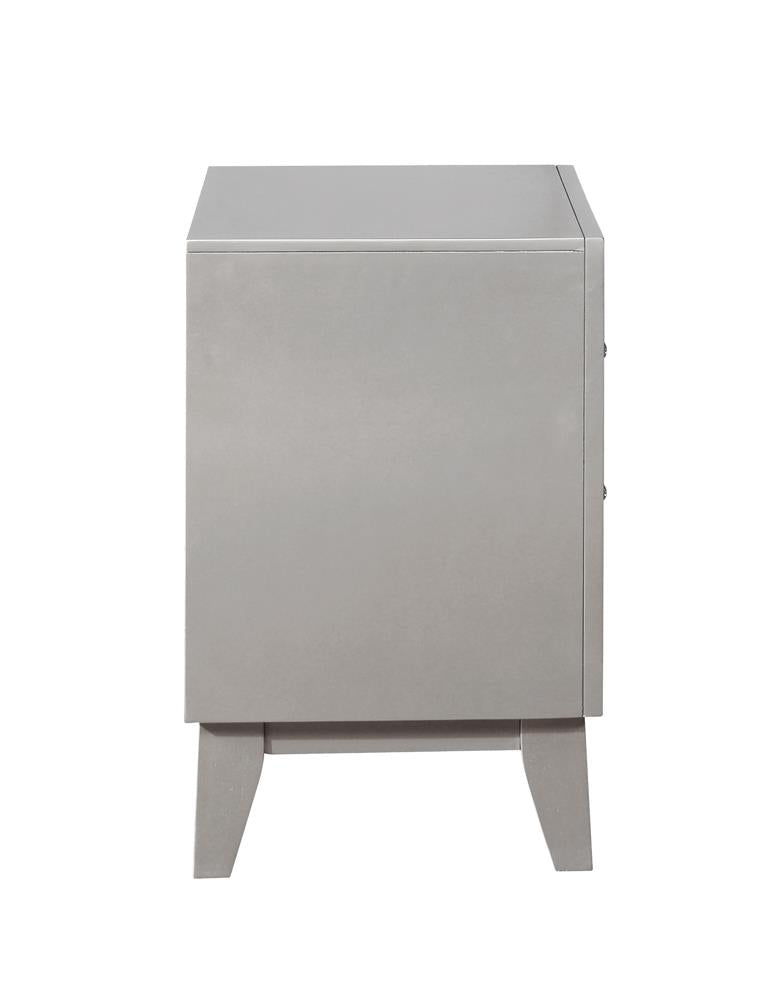 Leighton 2-Drawer Nightstand Metallic Mercury