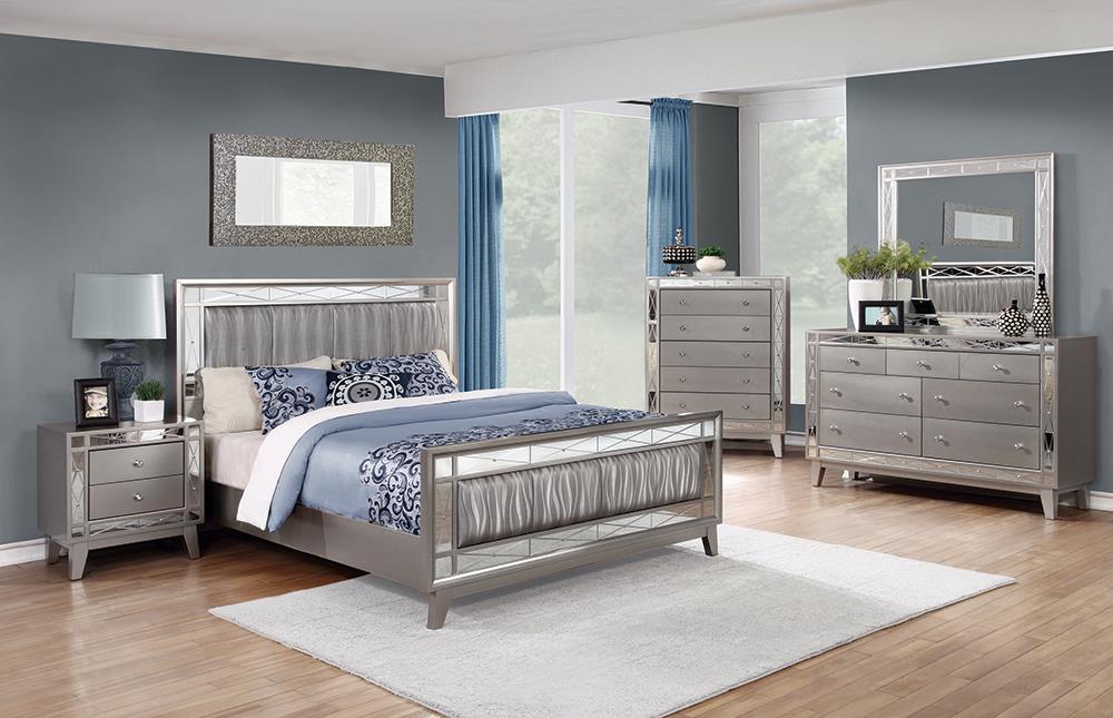 Leighton Metallic Mercury 4-Piece Queen Bedroom Set