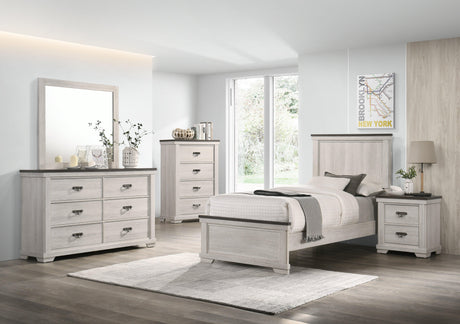 Leighton Cream and Brown Twin Panel Bed by Crown Mark at Eve Furniture
