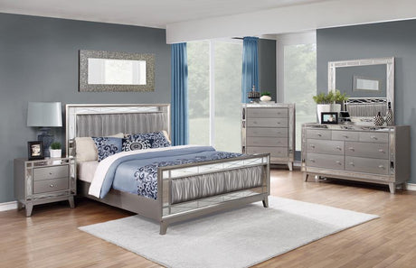 Leighton Metallic Mercury Upholstered Panel Youth Bedroom Set