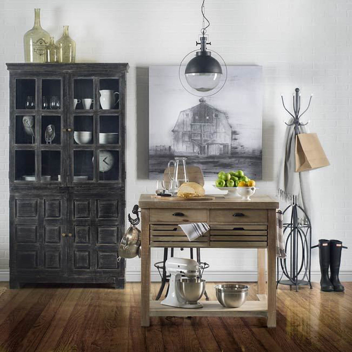 Leighton II 15x20 Black Metal Spherical Pendant Light by Mercana at Eve Furniture