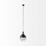 Leighton II Black Metal Spherical Pendant Light by Mercana at Eve Furniture