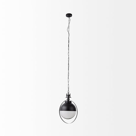 Leighton II Black Metal Spherical Pendant Light by Mercana at Eve Furniture