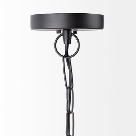 Leighton II Black Metal Spherical Pendant Light by Mercana at Eve Furniture