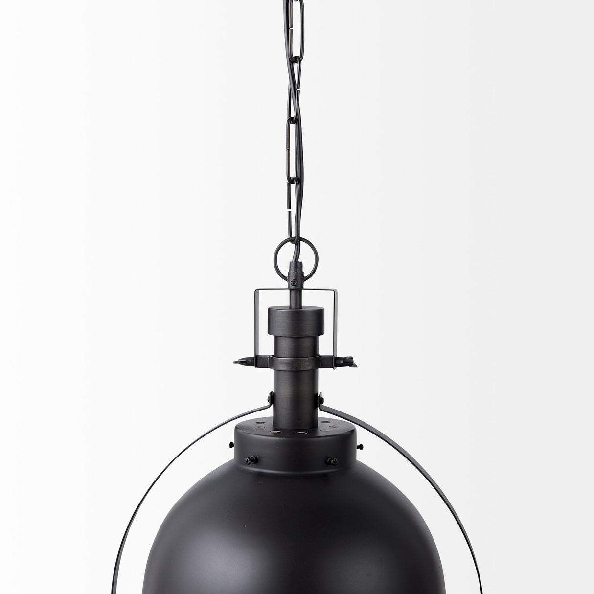 Leighton II Black Metal Spherical Pendant Light by Mercana at Eve Furniture