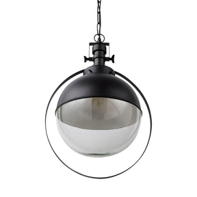Leighton II Black Metal Spherical Pendant Light by Mercana at Eve Furniture