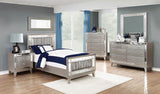 Leighton Metallic Mercury Upholstered Panel Youth Bedroom Set