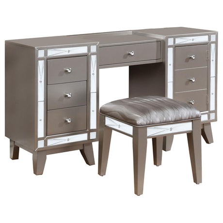 Leighton Vanity Desk/Stool Metallic Mercury