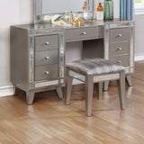 Leighton Vanity Desk/Stool Metallic Mercury