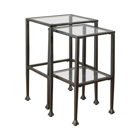 Leilani 2-Piece Glass Top Nesting Tables Black