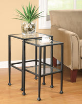 Leilani 2-Piece Glass Top Nesting Tables Black