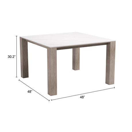 Leilani Square Dining Table (48") White by Zuomod at Eve Furniture