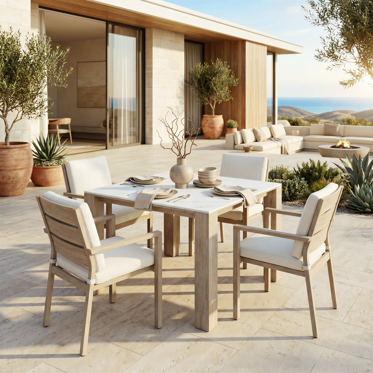 Leilani White Outdoor Square Dining Table (42") by Zuomod at Eve Furniture
