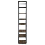 Leland Rustic Brown/Dark Gray 6-Shelf Bookcase