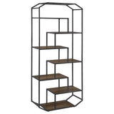 Leland Rustic Brown/Dark Gray 6-Shelf Bookcase