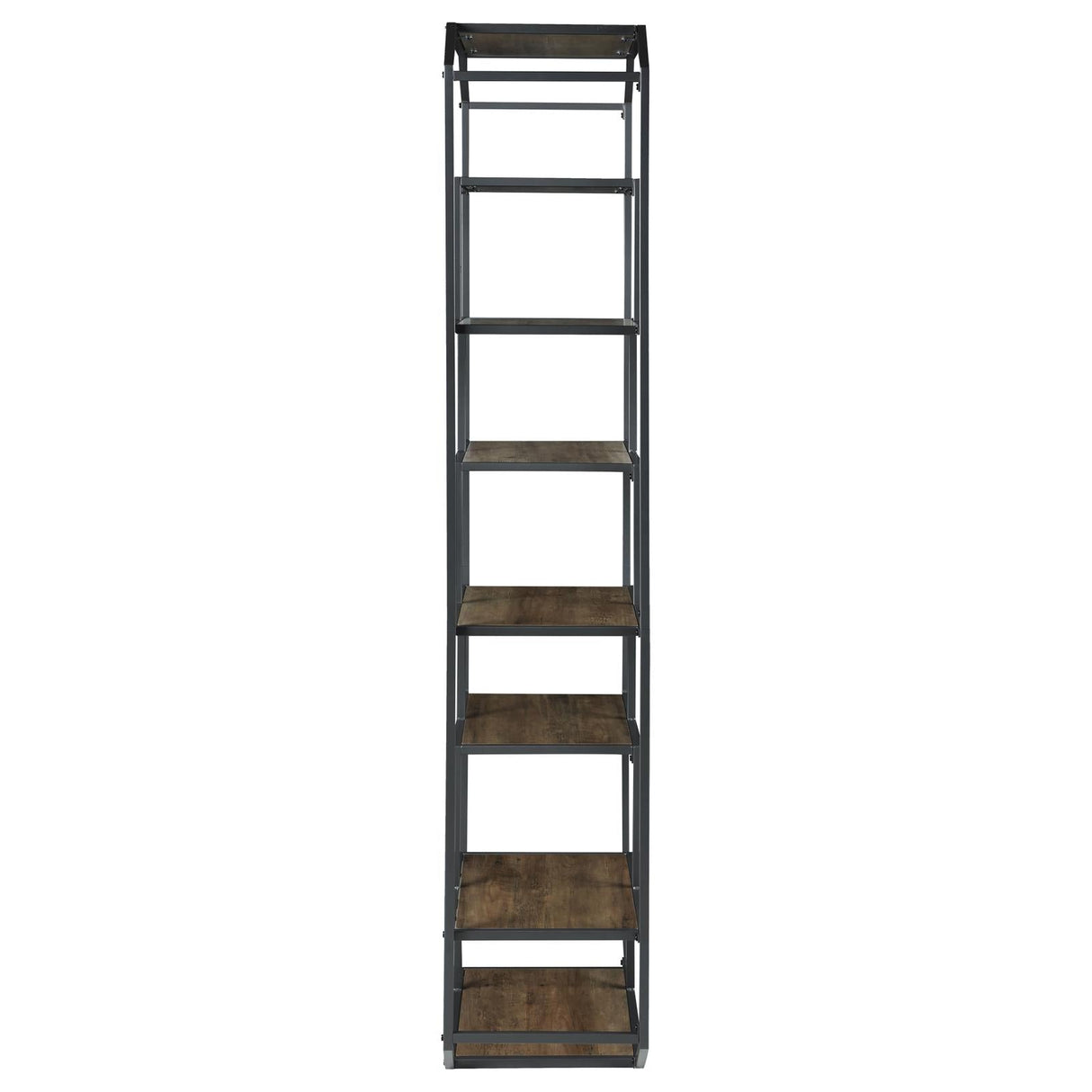 Leland Rustic Brown/Dark Gray 6-Shelf Bookcase