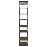 Leland Rustic Brown/Dark Gray 6-Shelf Bookcase