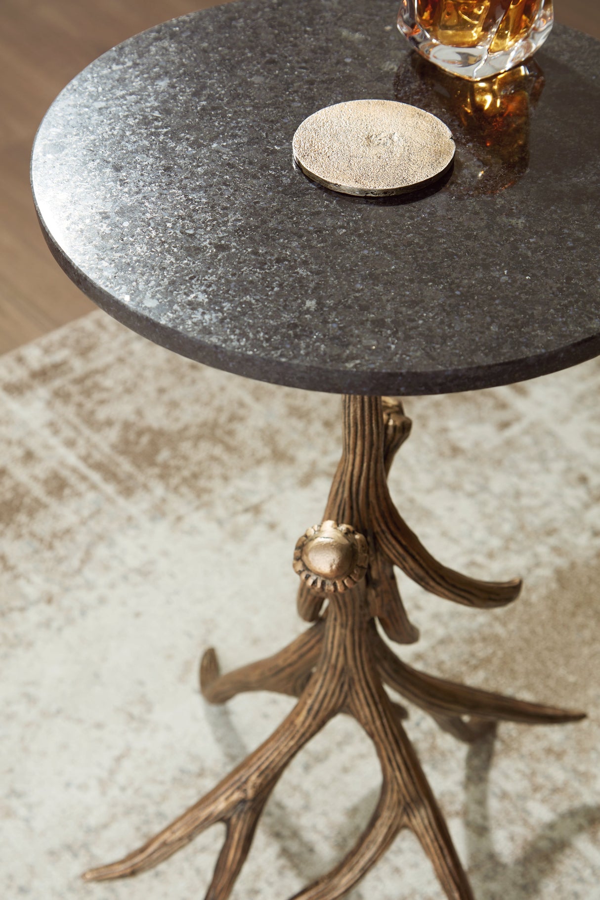 Lemkins Black/Antique Gold Finish Accent Table