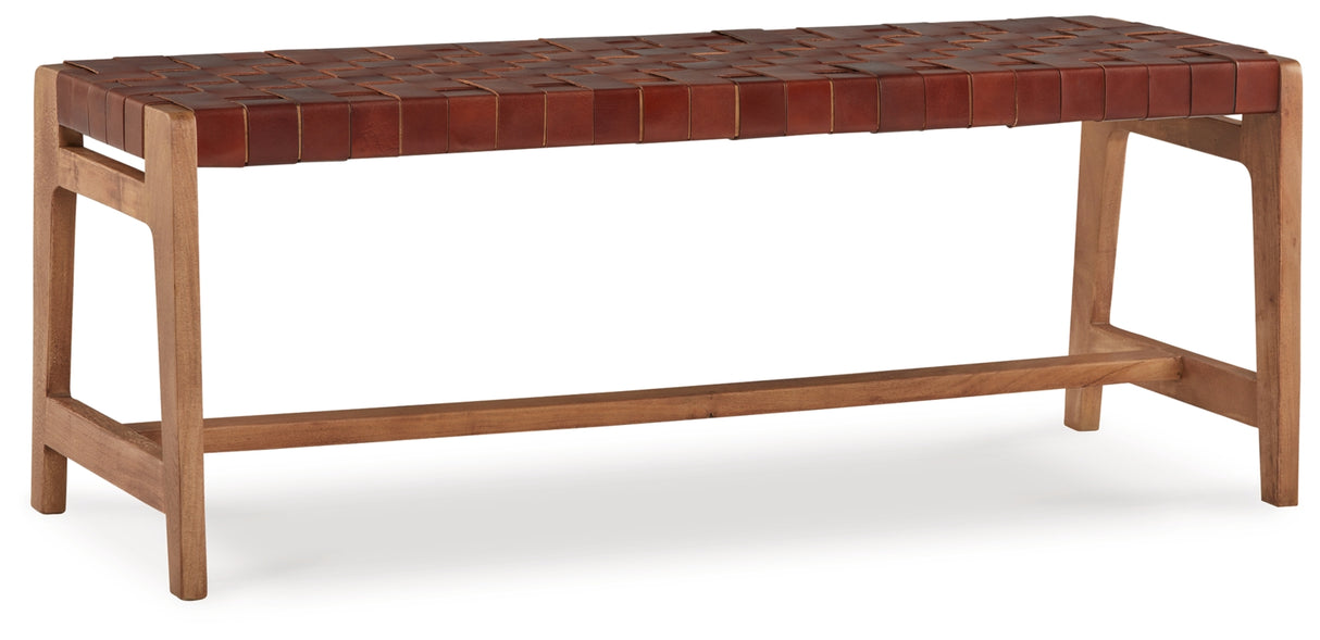 Lemmund Natural/Brown Accent Bench by Ashley at Eve Furniture