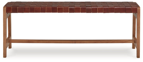 Lemmund Natural/Brown Accent Bench by Ashley at Eve Furniture