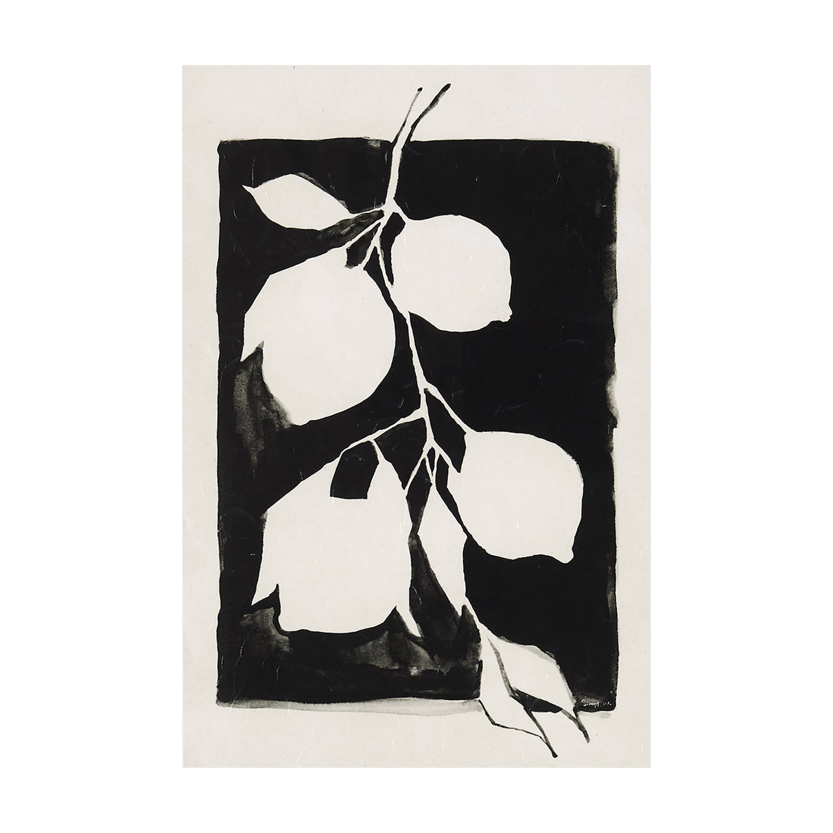 Lemon Branch Silhouetee by Mercana Studio a Hand Embellished Textured Canvas by Mercana at Eve Furniture