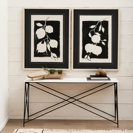 Lemon Branch Silhouette by Mercana Studio Hand Embellished Framed Art Print Matted under Glass by Mercana at Eve Furniture