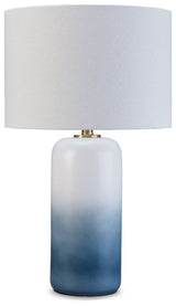 Lemrich 2-Piece Table Lamp Set in White/Teal by Ashley at Eve Furniture