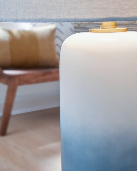 Lemrich 2-Piece Table Lamp Set in White/Teal by Ashley at Eve Furniture