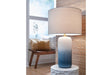 Lemrich White/Teal Table Lamp by Ashley at Eve Furniture
