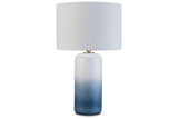 Lemrich White/Teal Table Lamp by Ashley at Eve Furniture
