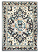 Leningston Black/Cream/Blue Washable Large Rug by Ashley at Eve Furniture