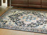 Leningston Black/Cream/Blue Washable Medium Rug by Ashley at Eve Furniture