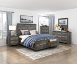 Lenior Gray California King Platform Bed with Footboard Storage by Homelegance at Eve Furniture