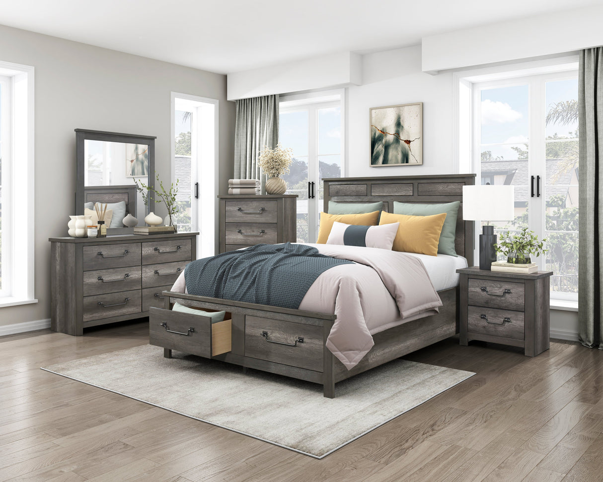 Lenior Gray California King Platform Bed with Footboard Storage by Homelegance at Eve Furniture